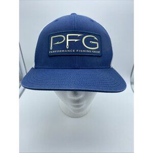 Columbia PFG Blue Logo Cap Hat Flex-Fit Stretch L/XL Mesh-back